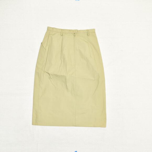 Vintage Miss Pat Women's Straight Skirt Zip Solid Acrylic Beige Size 8 Pleated - Picture 3 of 8